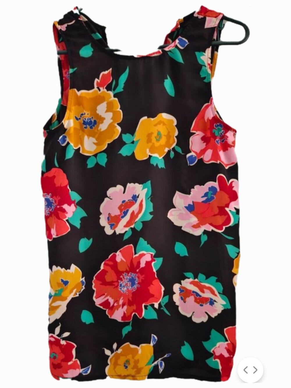 Who What Wear Vibrant Yellow Red Pink Black floral Top Size XS